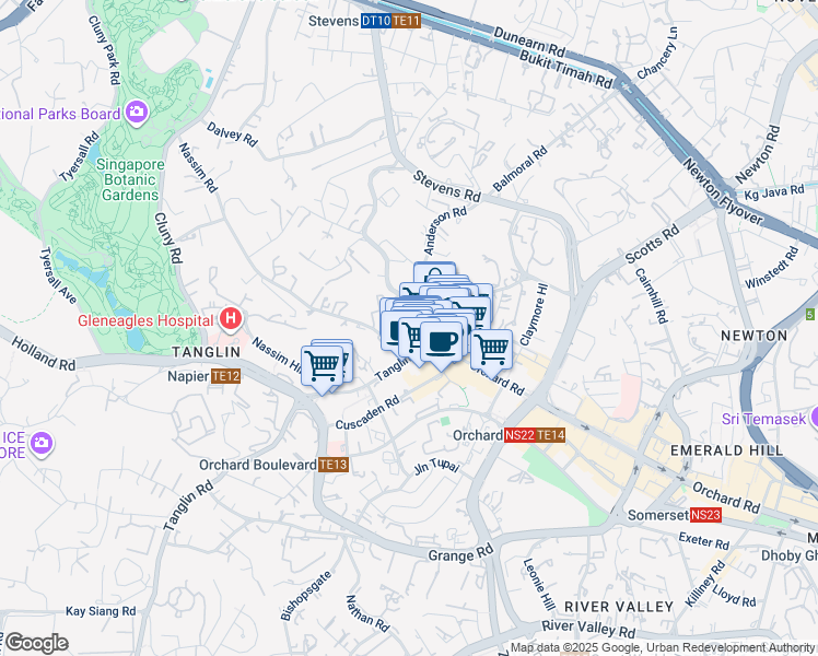 map of restaurants, bars, coffee shops, grocery stores, and more near in Singapore