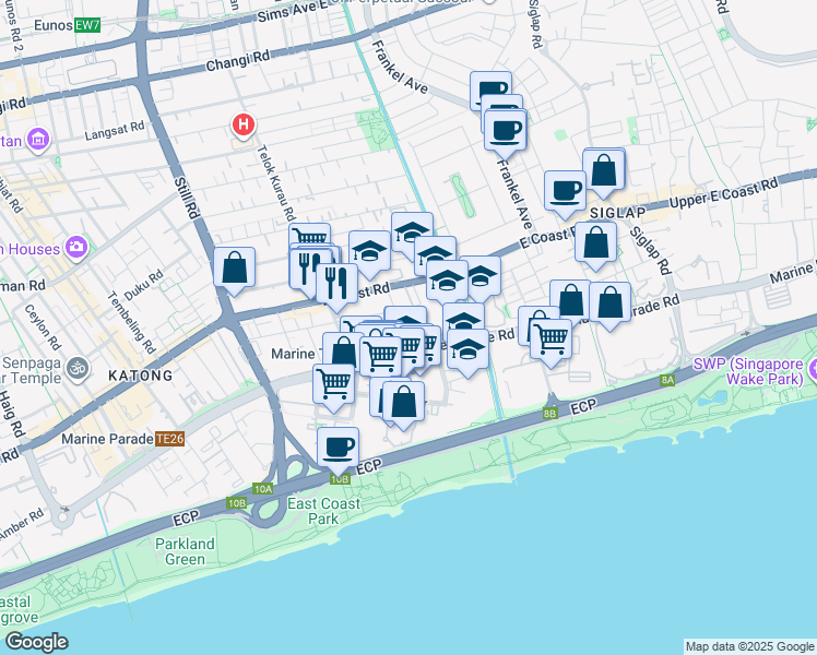 map of restaurants, bars, coffee shops, grocery stores, and more near in Singapore