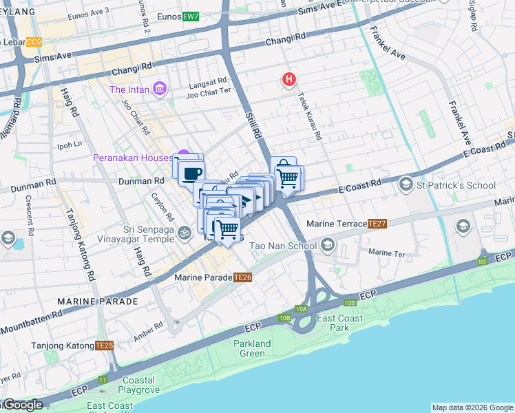 map of restaurants, bars, coffee shops, grocery stores, and more near in Singapore