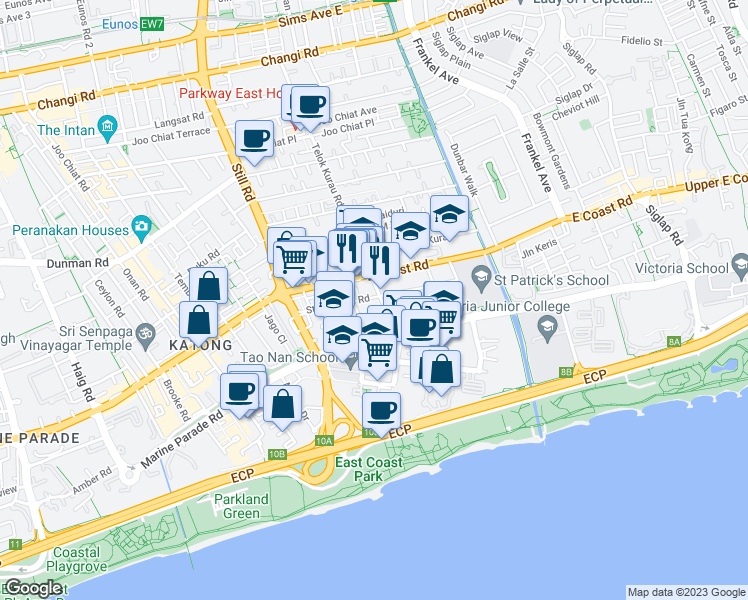 map of restaurants, bars, coffee shops, grocery stores, and more near in Singapore