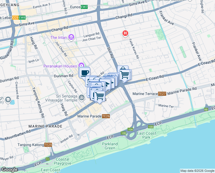 map of restaurants, bars, coffee shops, grocery stores, and more near in Singapore