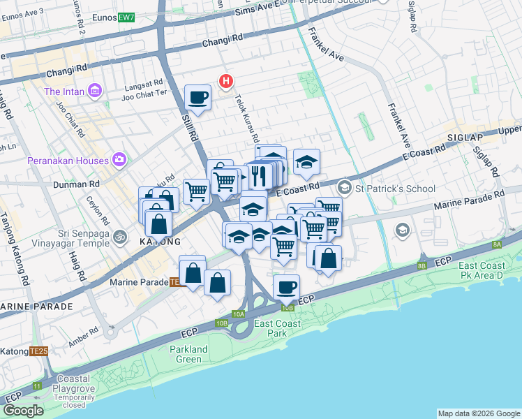 map of restaurants, bars, coffee shops, grocery stores, and more near in Singapore