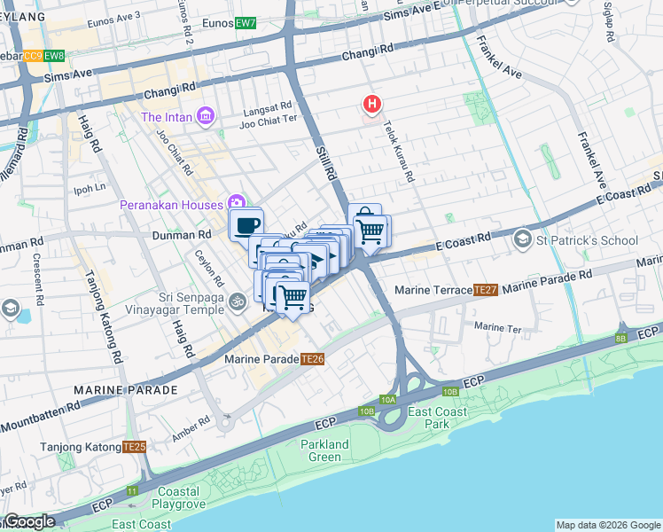 map of restaurants, bars, coffee shops, grocery stores, and more near in Singapore