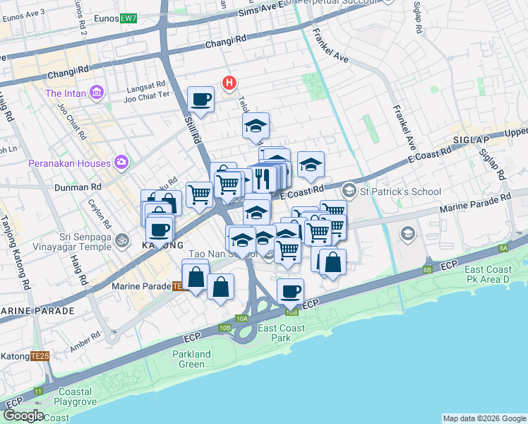 map of restaurants, bars, coffee shops, grocery stores, and more near in Singapore
