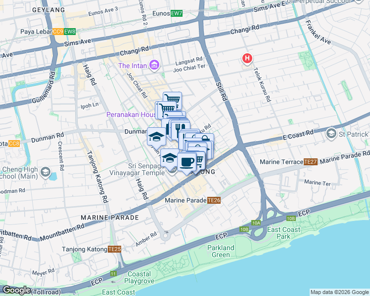 map of restaurants, bars, coffee shops, grocery stores, and more near in Singapore