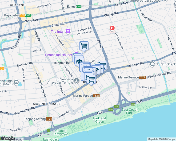 map of restaurants, bars, coffee shops, grocery stores, and more near in Singapore