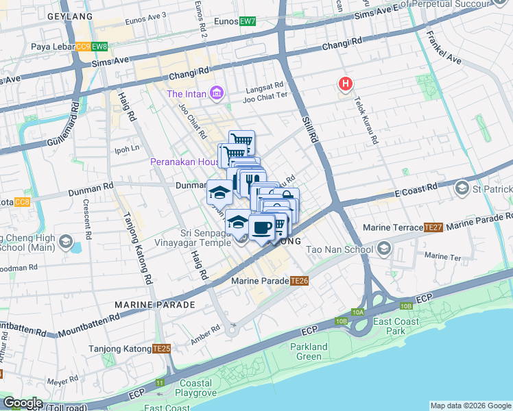 map of restaurants, bars, coffee shops, grocery stores, and more near in Singapore