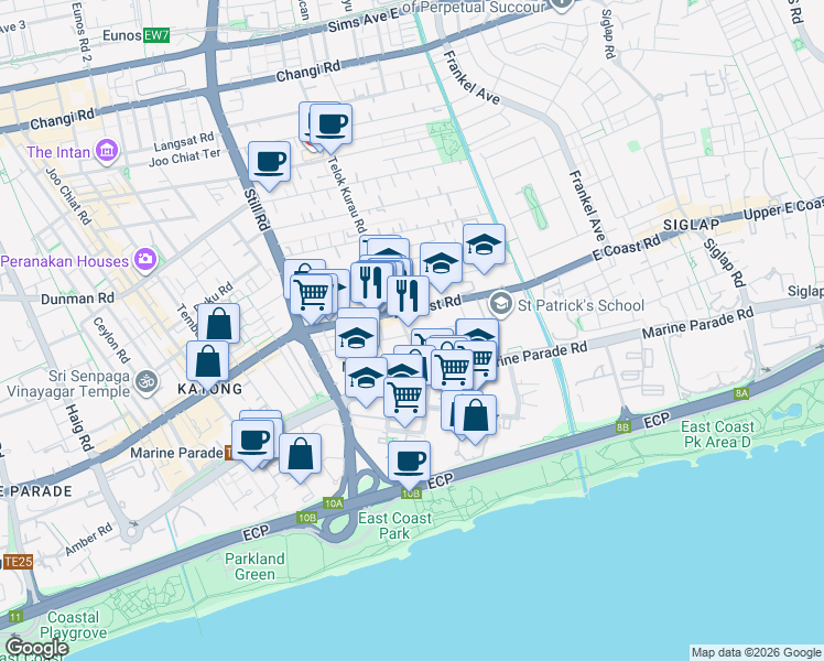 map of restaurants, bars, coffee shops, grocery stores, and more near in Singapore
