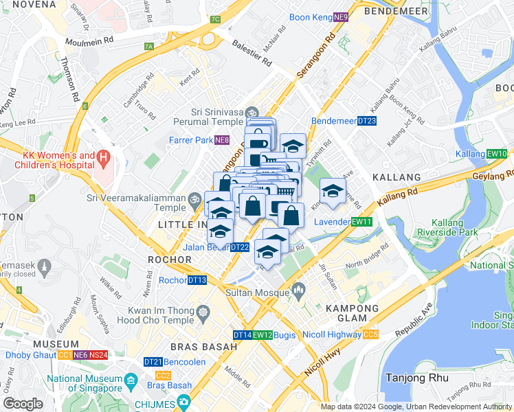 map of restaurants, bars, coffee shops, grocery stores, and more near in Singapore