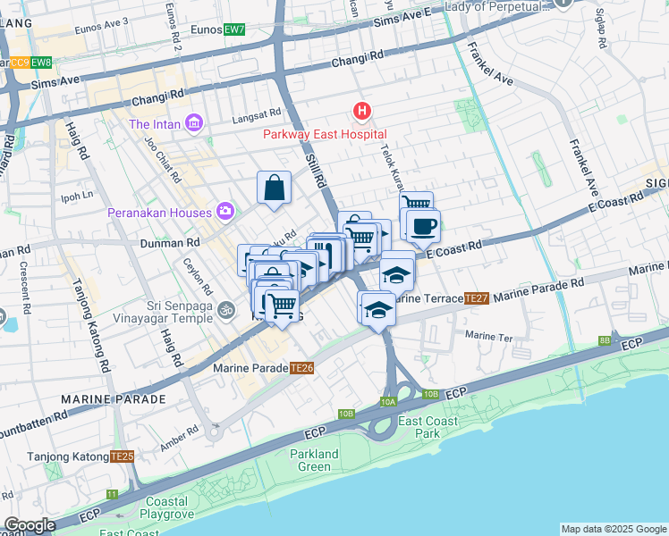 map of restaurants, bars, coffee shops, grocery stores, and more near in Singapore