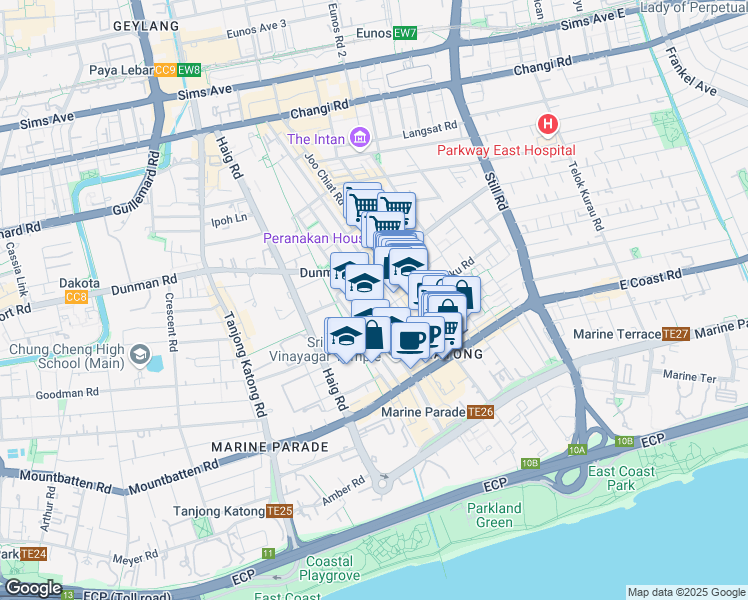 map of restaurants, bars, coffee shops, grocery stores, and more near in Singapore