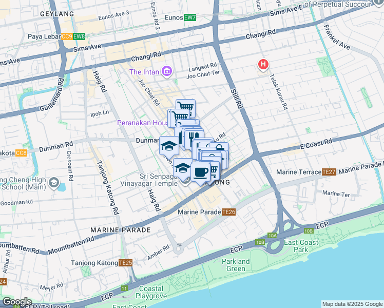 map of restaurants, bars, coffee shops, grocery stores, and more near in Singapore