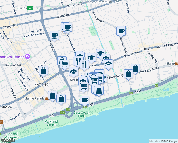 map of restaurants, bars, coffee shops, grocery stores, and more near in Singapore