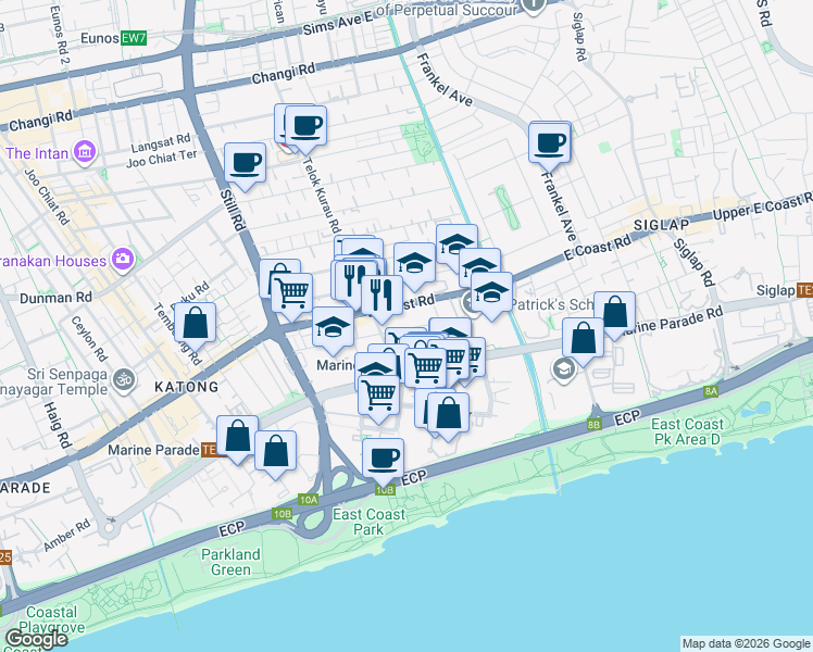 map of restaurants, bars, coffee shops, grocery stores, and more near in Singapore