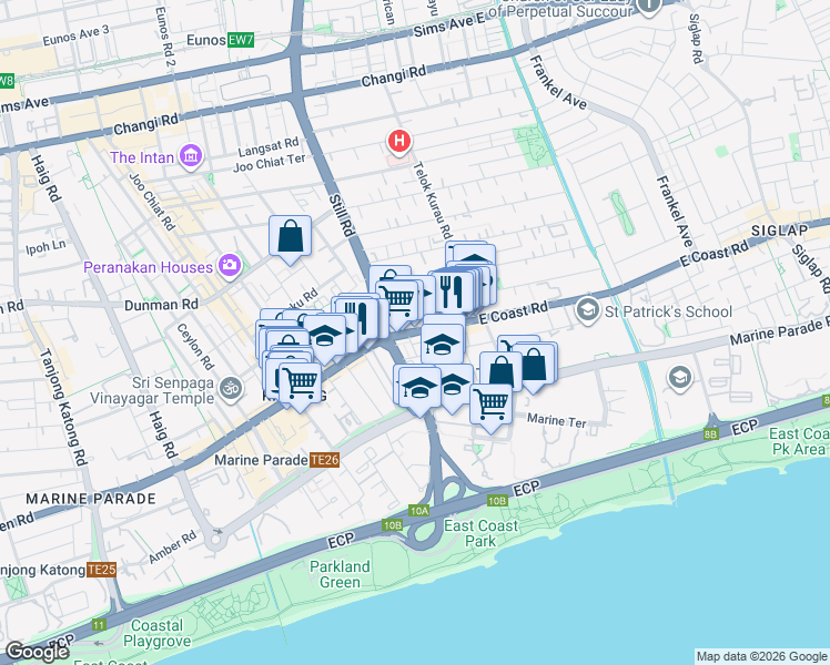 map of restaurants, bars, coffee shops, grocery stores, and more near in Singapore