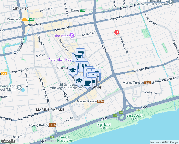map of restaurants, bars, coffee shops, grocery stores, and more near in Singapore