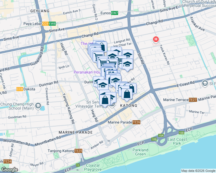 map of restaurants, bars, coffee shops, grocery stores, and more near in Singapore