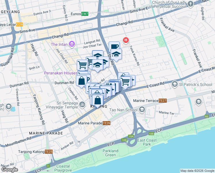 map of restaurants, bars, coffee shops, grocery stores, and more near in Singapore