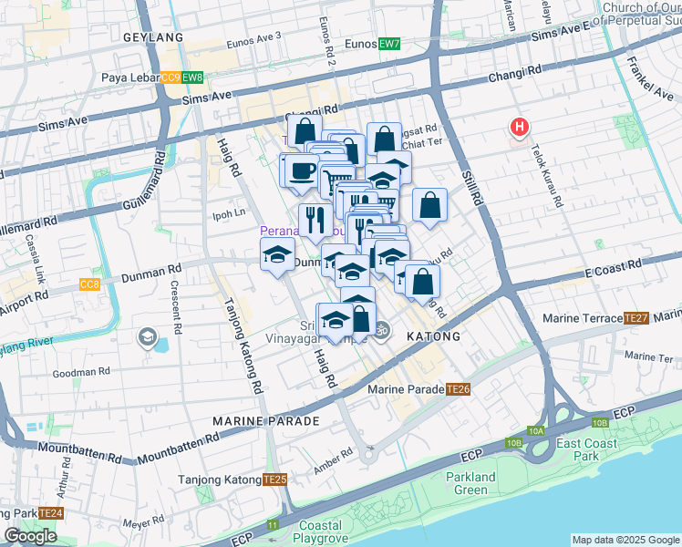 map of restaurants, bars, coffee shops, grocery stores, and more near in Singapore