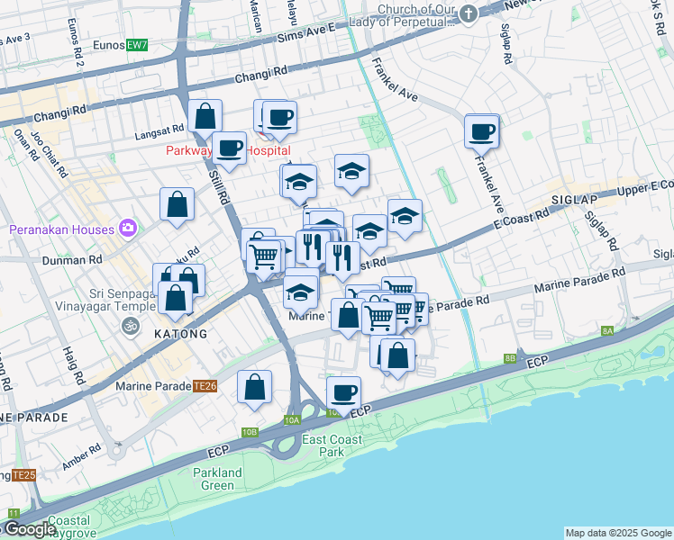 map of restaurants, bars, coffee shops, grocery stores, and more near in Singapore