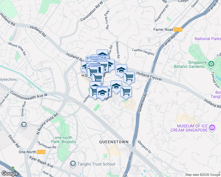 map of restaurants, bars, coffee shops, grocery stores, and more near in Singapore