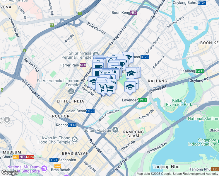 map of restaurants, bars, coffee shops, grocery stores, and more near in Singapore