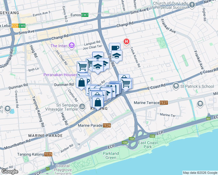 map of restaurants, bars, coffee shops, grocery stores, and more near in Singapore