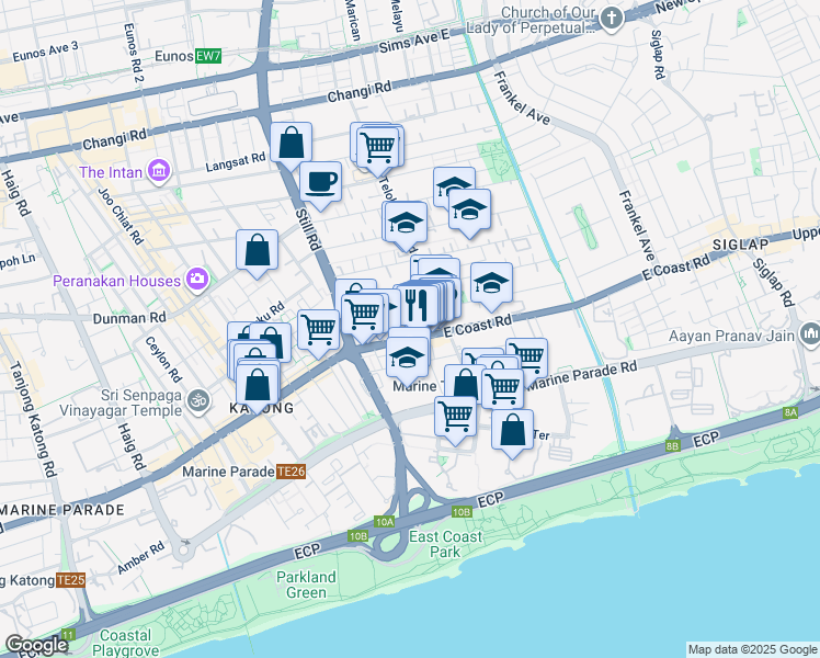 map of restaurants, bars, coffee shops, grocery stores, and more near in Singapore