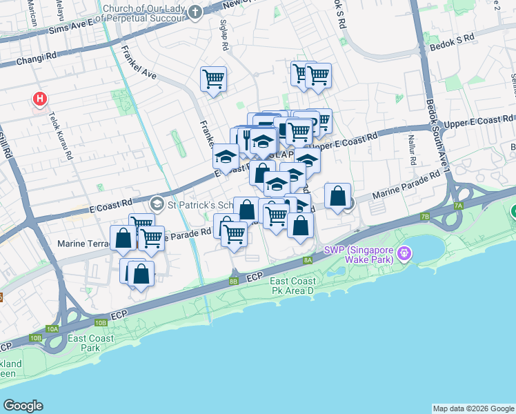 map of restaurants, bars, coffee shops, grocery stores, and more near in Singapore
