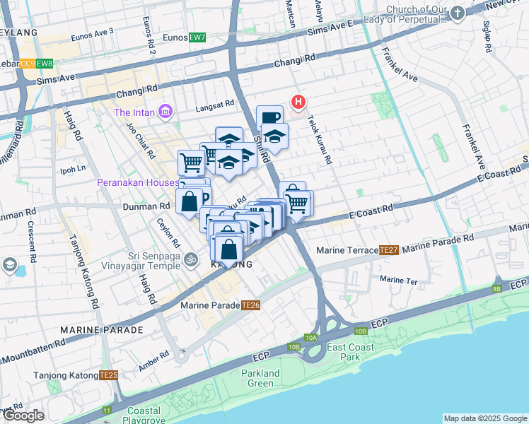 map of restaurants, bars, coffee shops, grocery stores, and more near in Singapore