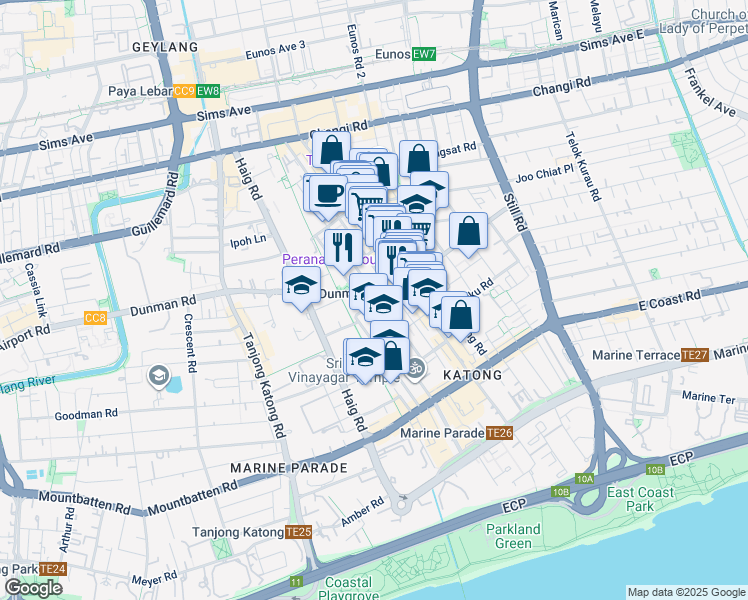 map of restaurants, bars, coffee shops, grocery stores, and more near in Singapore