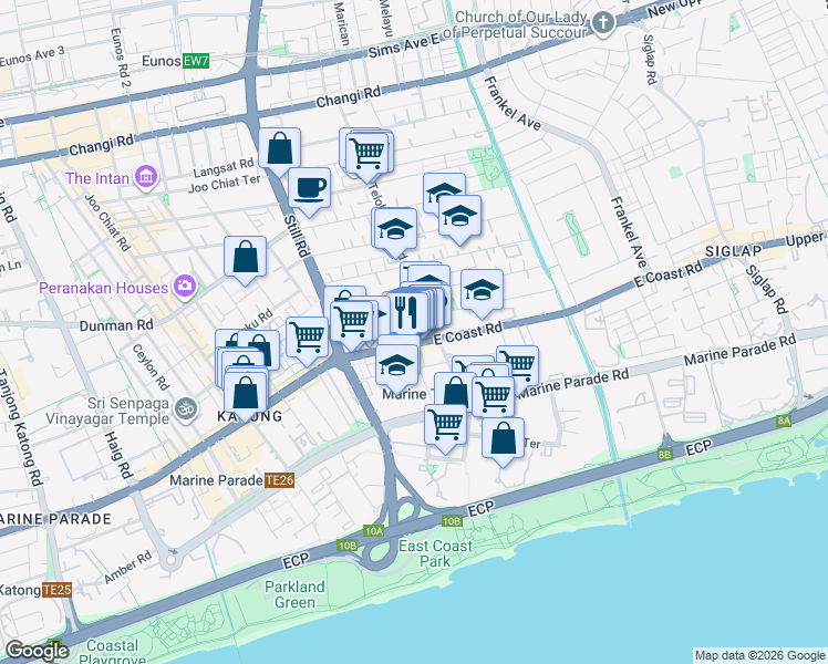 map of restaurants, bars, coffee shops, grocery stores, and more near in Singapore
