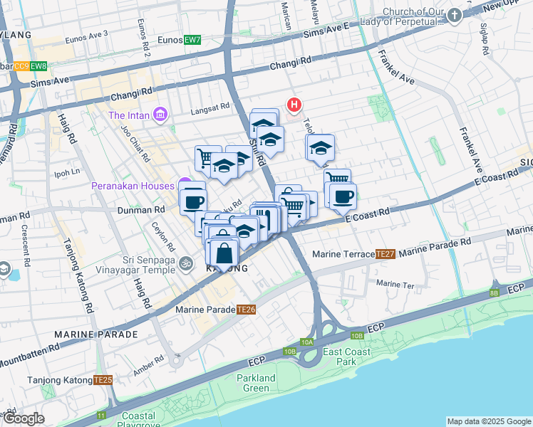 map of restaurants, bars, coffee shops, grocery stores, and more near in Singapore