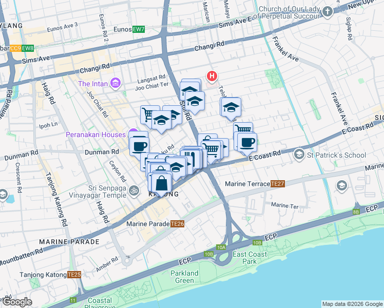 map of restaurants, bars, coffee shops, grocery stores, and more near in Singapore