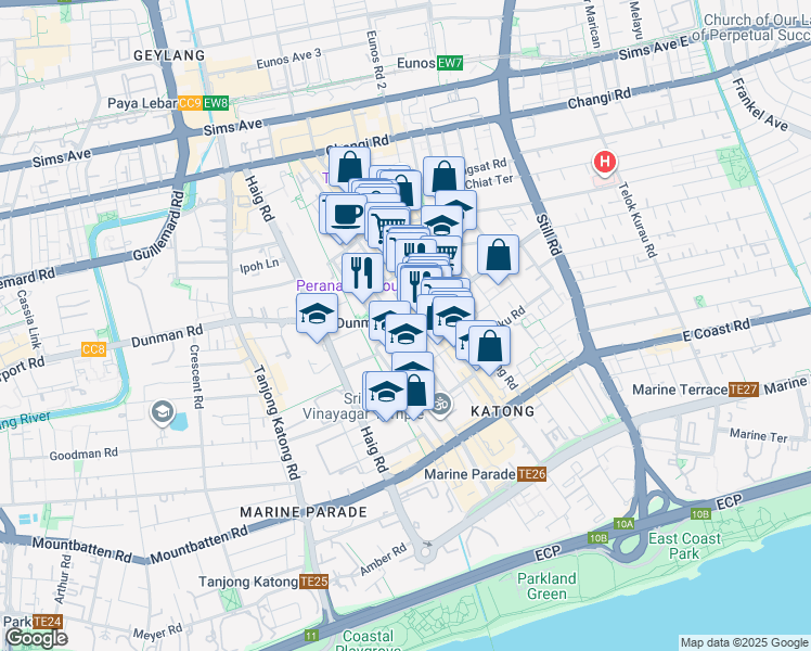 map of restaurants, bars, coffee shops, grocery stores, and more near in Singapore