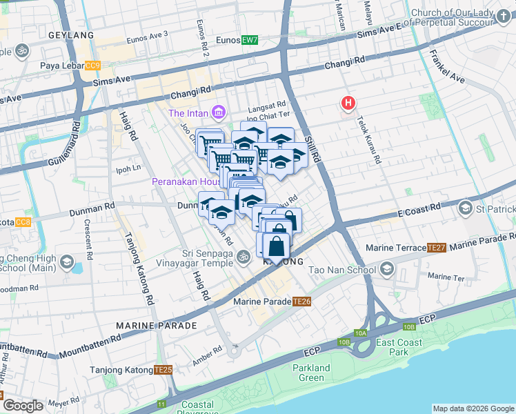 map of restaurants, bars, coffee shops, grocery stores, and more near in Singapore
