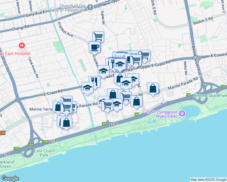 map of restaurants, bars, coffee shops, grocery stores, and more near in Singapore