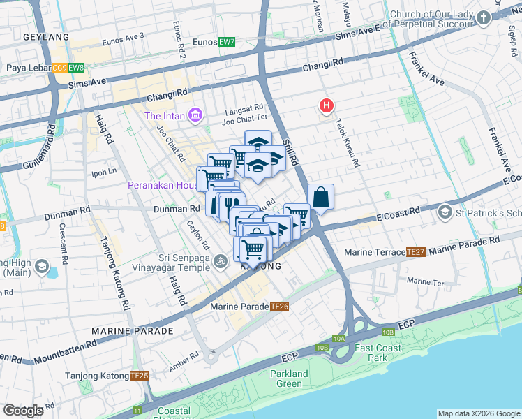 map of restaurants, bars, coffee shops, grocery stores, and more near in Singapore