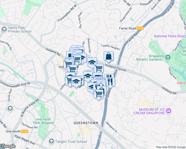 map of restaurants, bars, coffee shops, grocery stores, and more near in Singapore