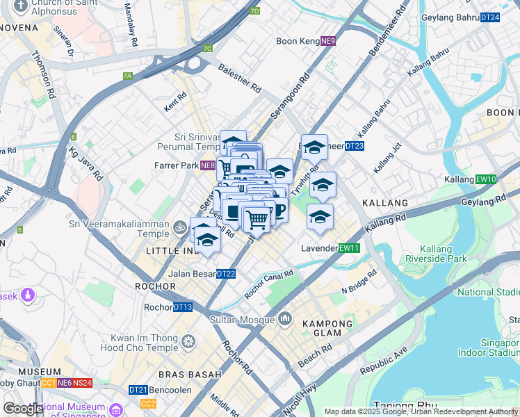 map of restaurants, bars, coffee shops, grocery stores, and more near in Singapore