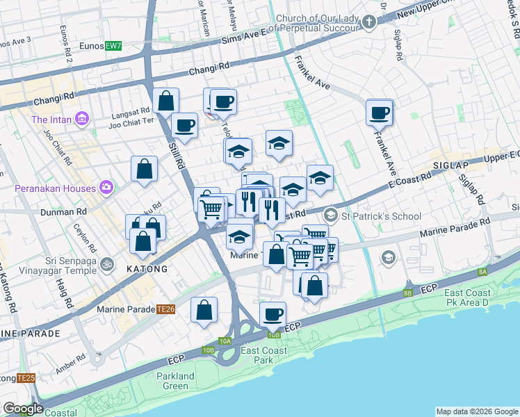 map of restaurants, bars, coffee shops, grocery stores, and more near in Singapore