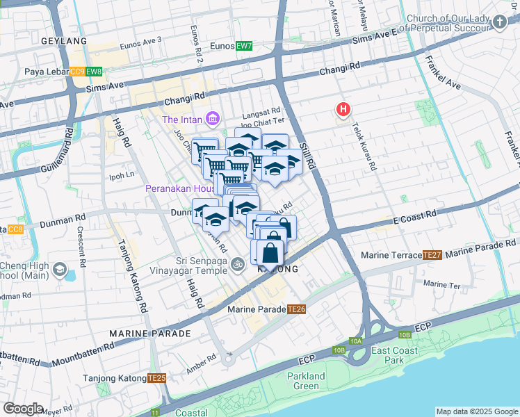 map of restaurants, bars, coffee shops, grocery stores, and more near in Singapore