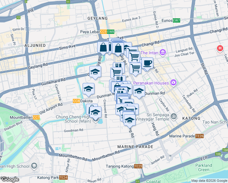 map of restaurants, bars, coffee shops, grocery stores, and more near in Singapore