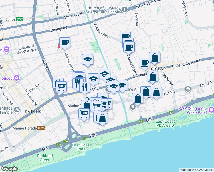 map of restaurants, bars, coffee shops, grocery stores, and more near in Singapore