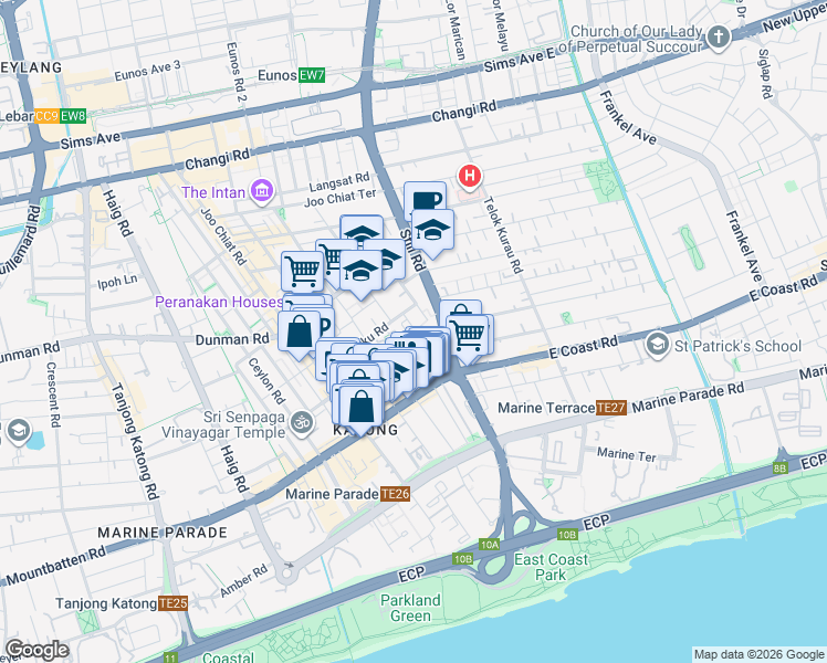 map of restaurants, bars, coffee shops, grocery stores, and more near in Singapore