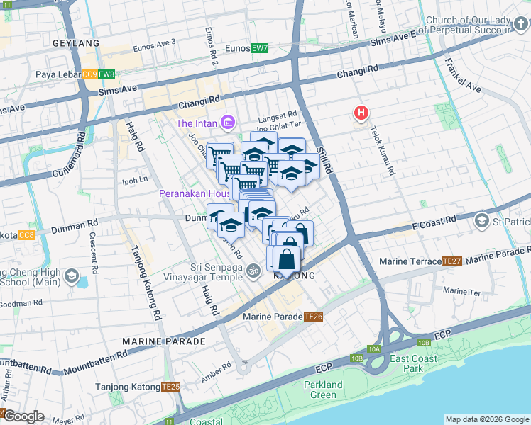 map of restaurants, bars, coffee shops, grocery stores, and more near in Singapore