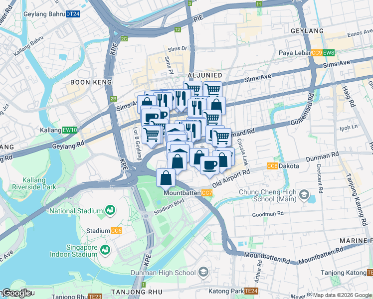 map of restaurants, bars, coffee shops, grocery stores, and more near in Singapore