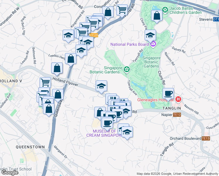 map of restaurants, bars, coffee shops, grocery stores, and more near in Singapore