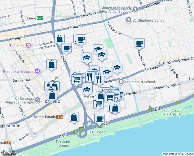 map of restaurants, bars, coffee shops, grocery stores, and more near in Singapore