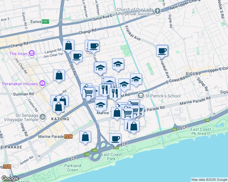 map of restaurants, bars, coffee shops, grocery stores, and more near in Singapore